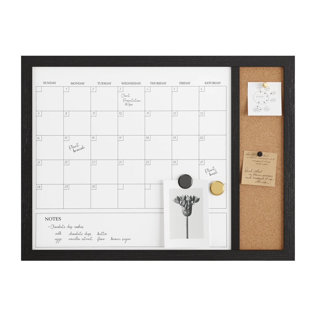 Magnetic Dry Erase Monthly Calendar and Cork Board Combo U744