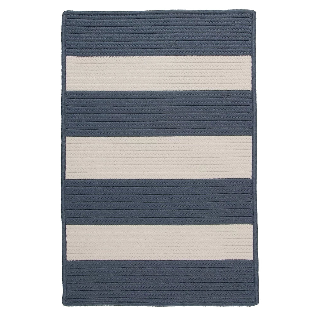 4' x 6' Steel Blue Striped Reversible Rectangular Outdoor Rug G634