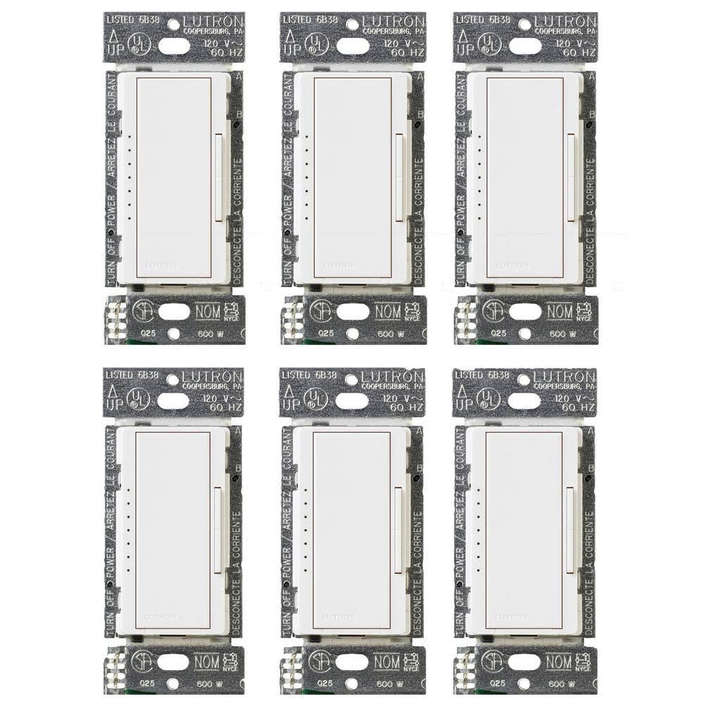 Dimmer Switch for Dimmable LED, Halogen & Incandescent Bulbs, White 6-Pack J95646