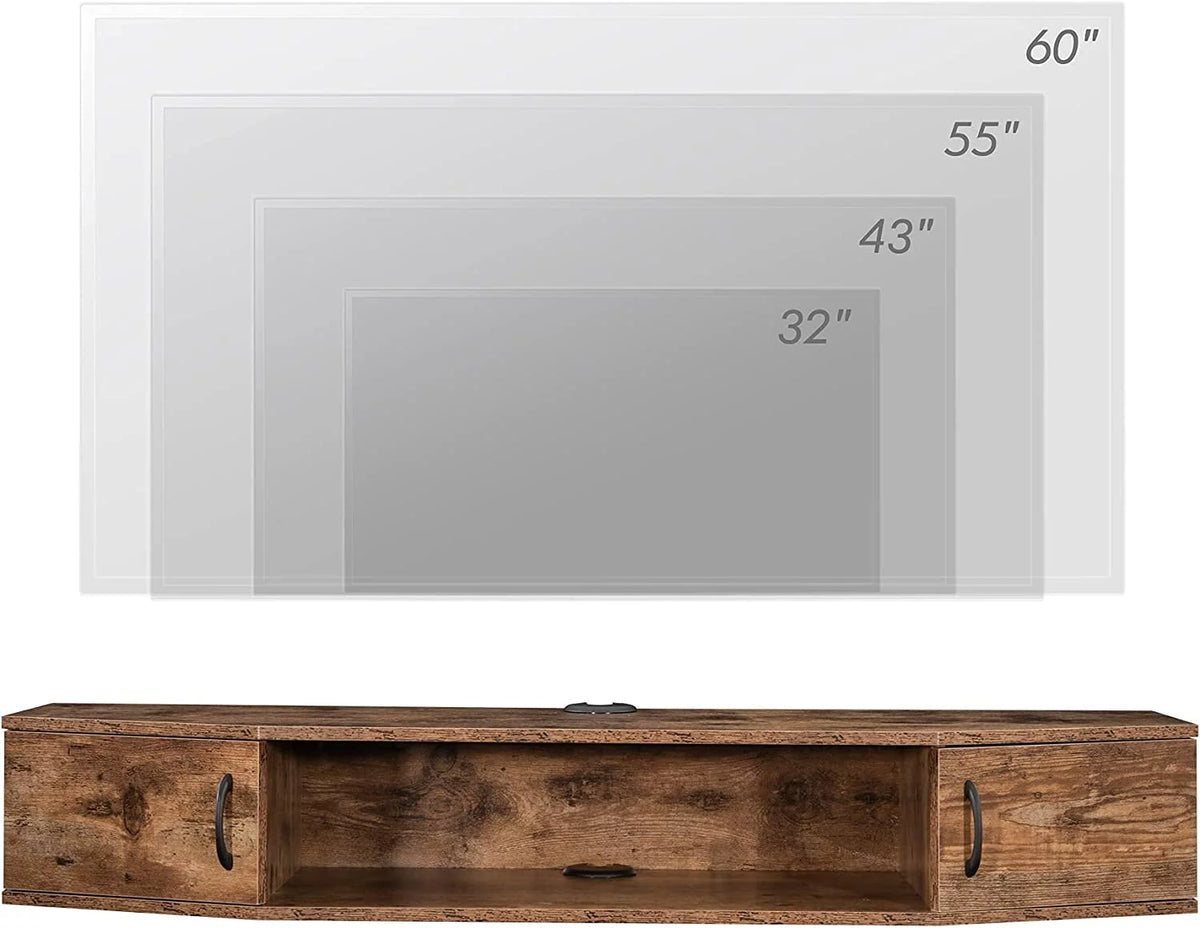 Brown Floating TV Stand with Storage P6640