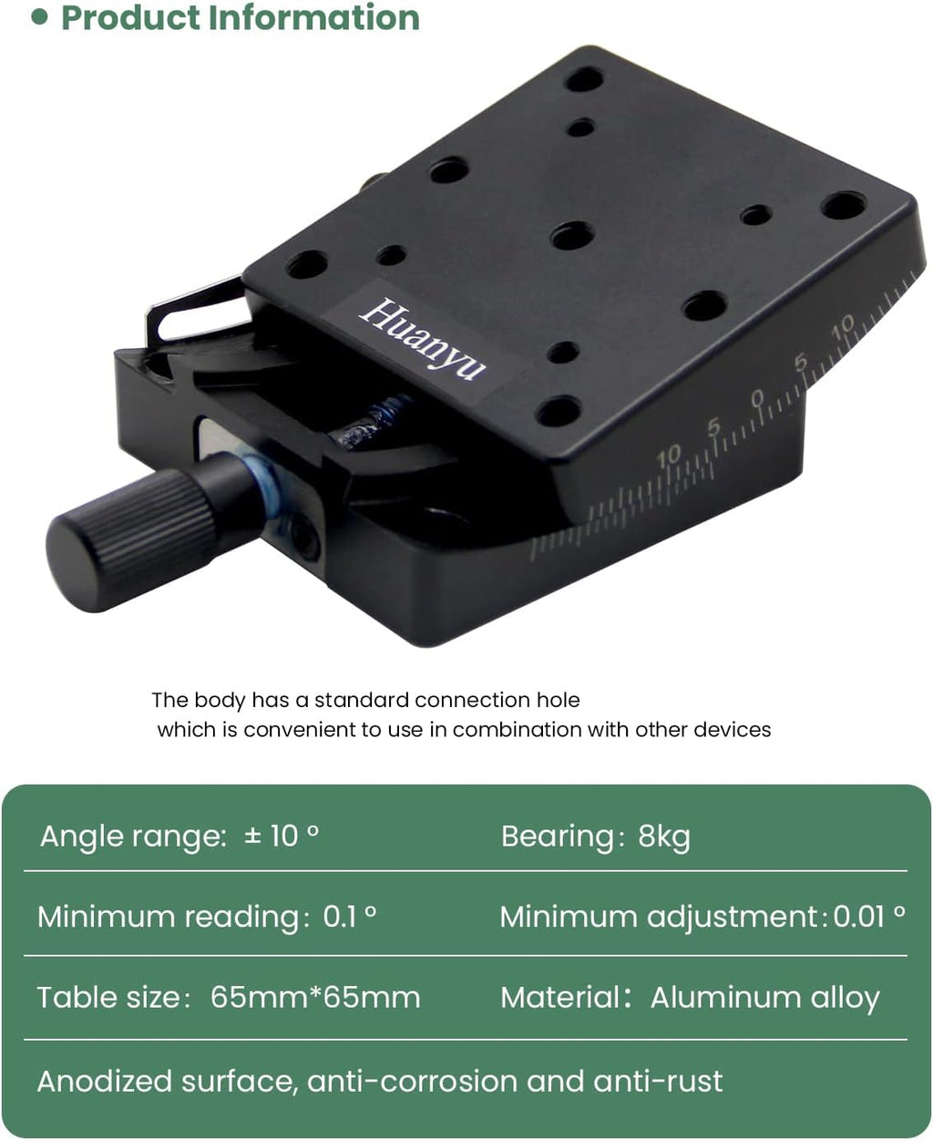 Manual Goniometer Stage 65x65mm Tilt Platform G287