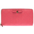Pre-Owned Pink Leather Round Wallet Purse X450717
