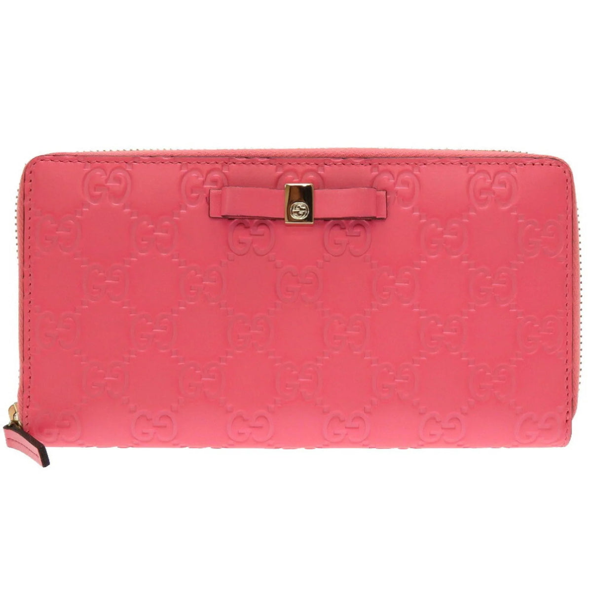 Pre-Owned Pink Leather Round Wallet Purse X450717