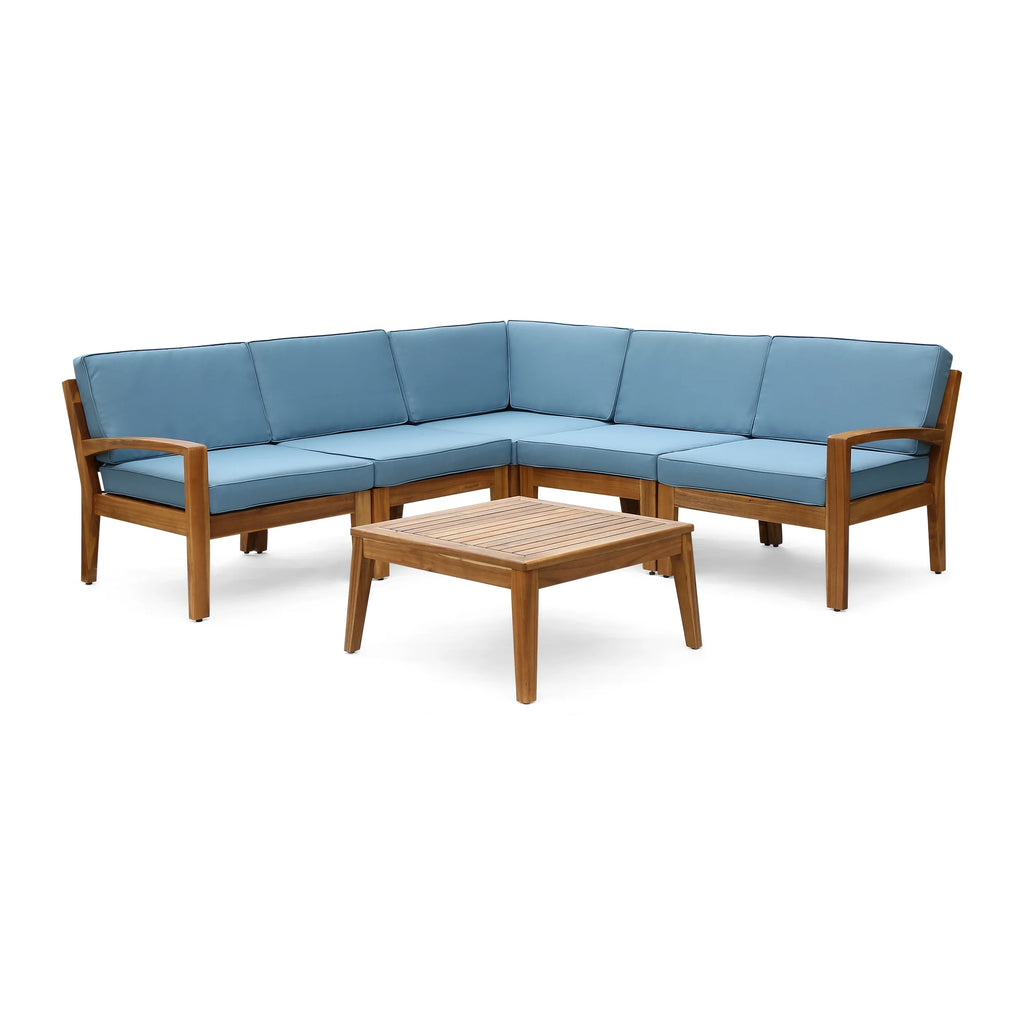 6 Piece Teak Sectional Sofa Set with Cushions V31413