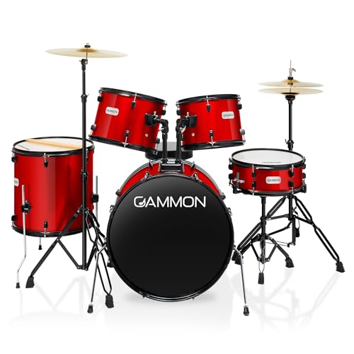 Blue 5-Piece Complete Drum Set with Cymbals, Stands, Stool, and Sticks H8772
