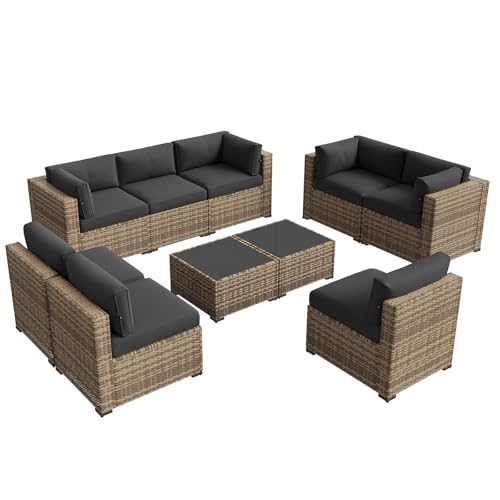 7-Piece Wicker Patio Furniture Set with Cushions G189