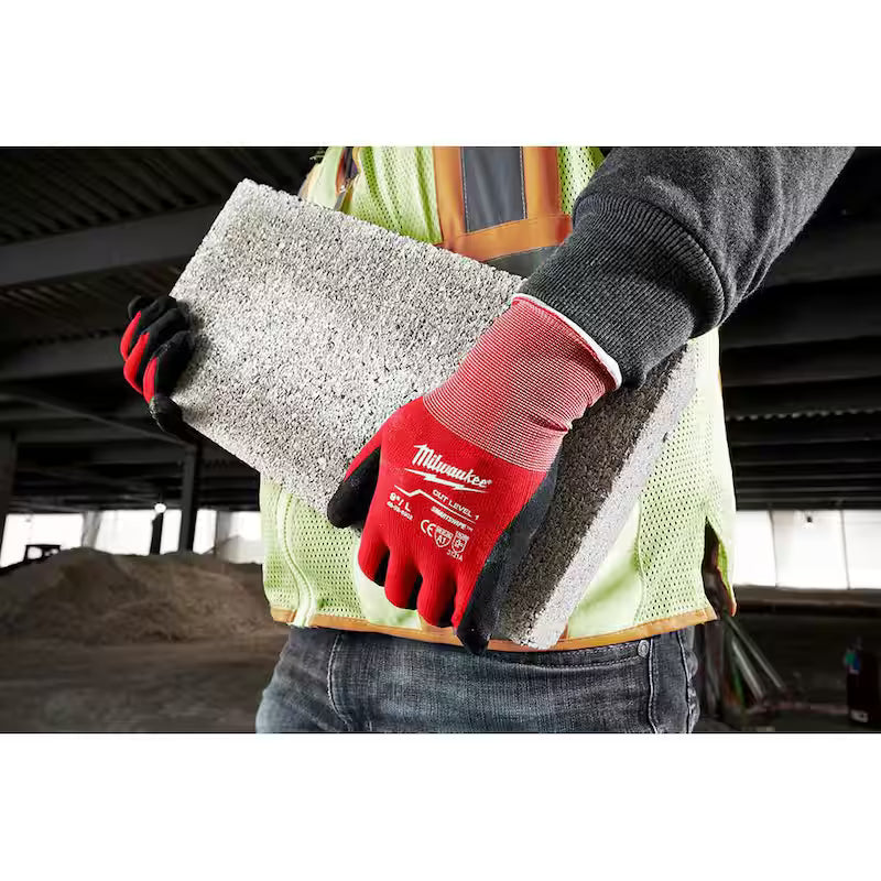 Medium Red Nitrile Cut Resistant Work Gloves 30-Pack N83064