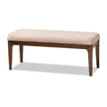 Beige Fabric Upholstered Walnut Brown Wood Dining Bench Y123924