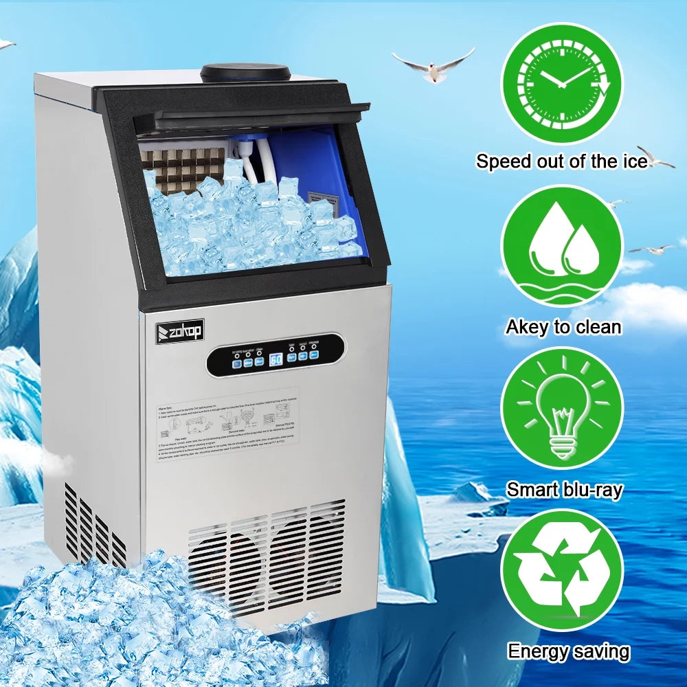 150lbs/24h Stainless Steel Freestanding Ice Maker Machine X323