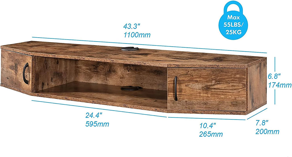 Brown Floating TV Stand with Storage P6640