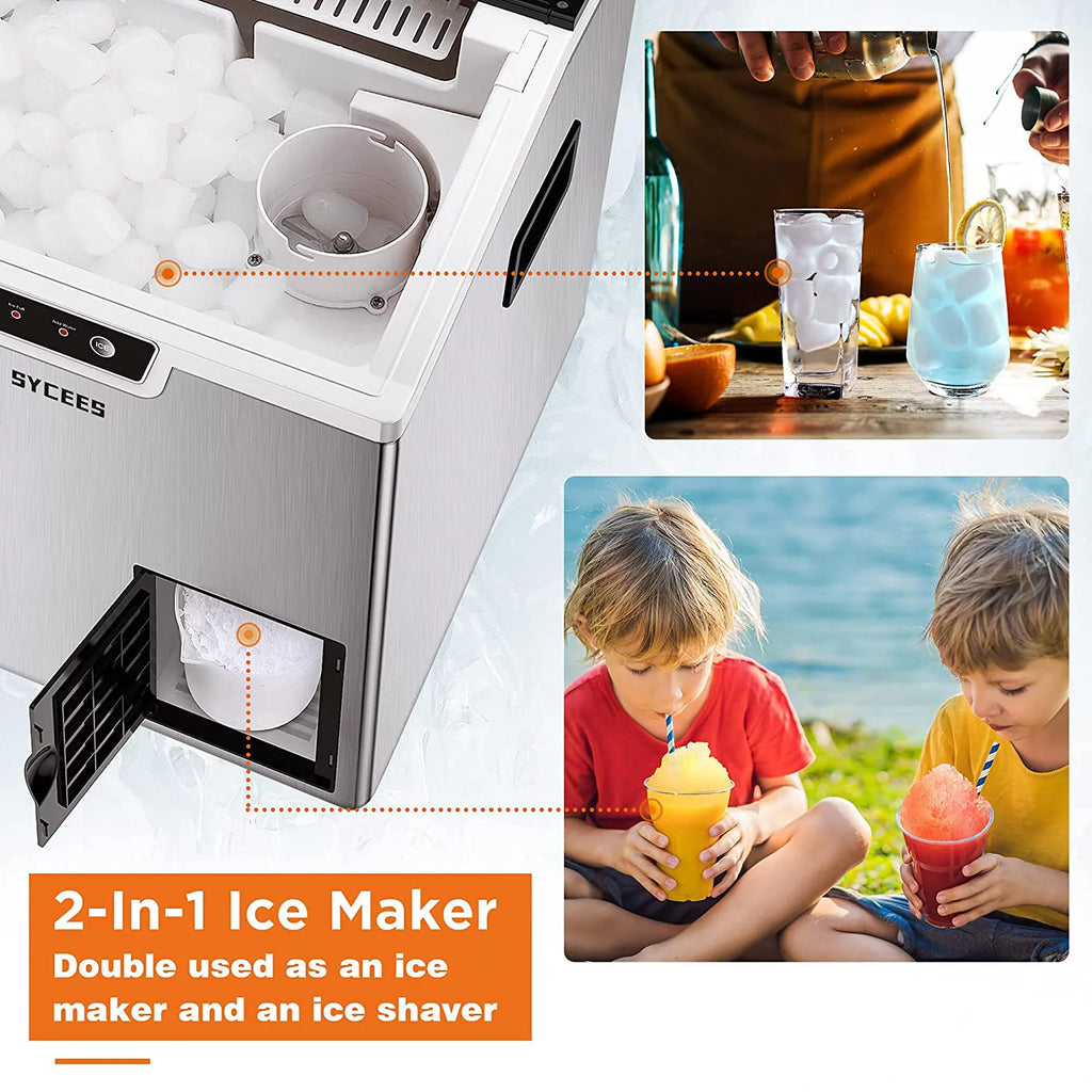 2-in-1 Countertop Ice Maker and Shaver Machine with Ice Scoop and Basket W303