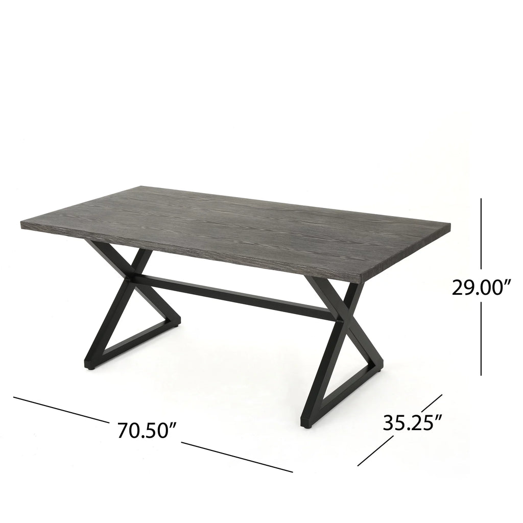 Outdoor Wicker and Aluminum 6 Piece Dining Set with Bench D9506