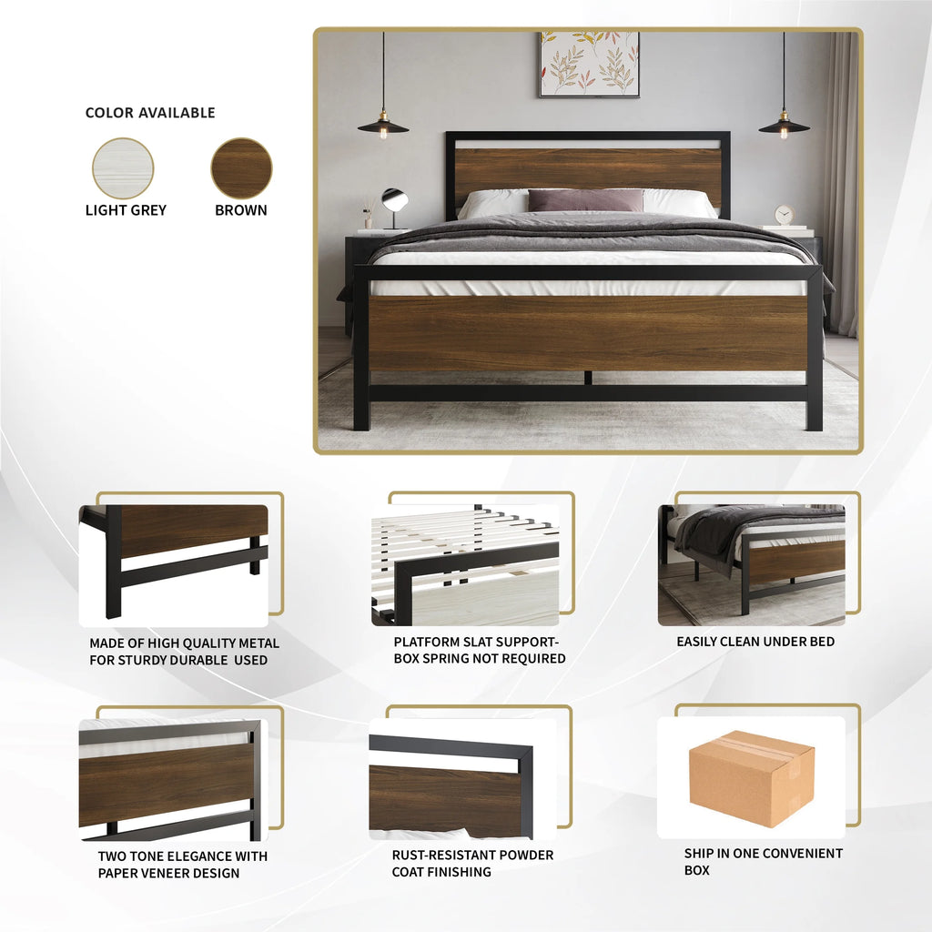 Twin Metal Platform Bed Light Grey S87057