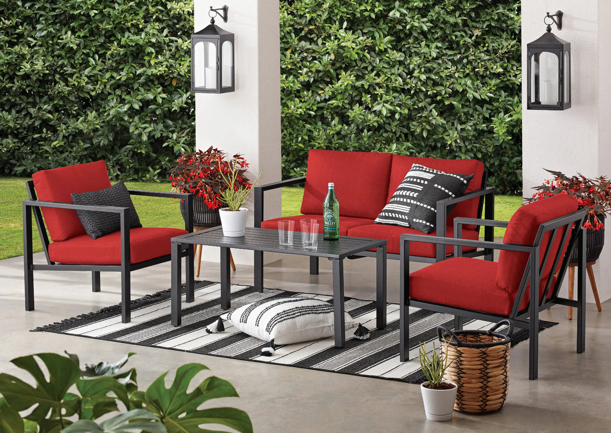 4-Piece Outdoor Patio Conversation Set, Seats 4, Gray B38535
