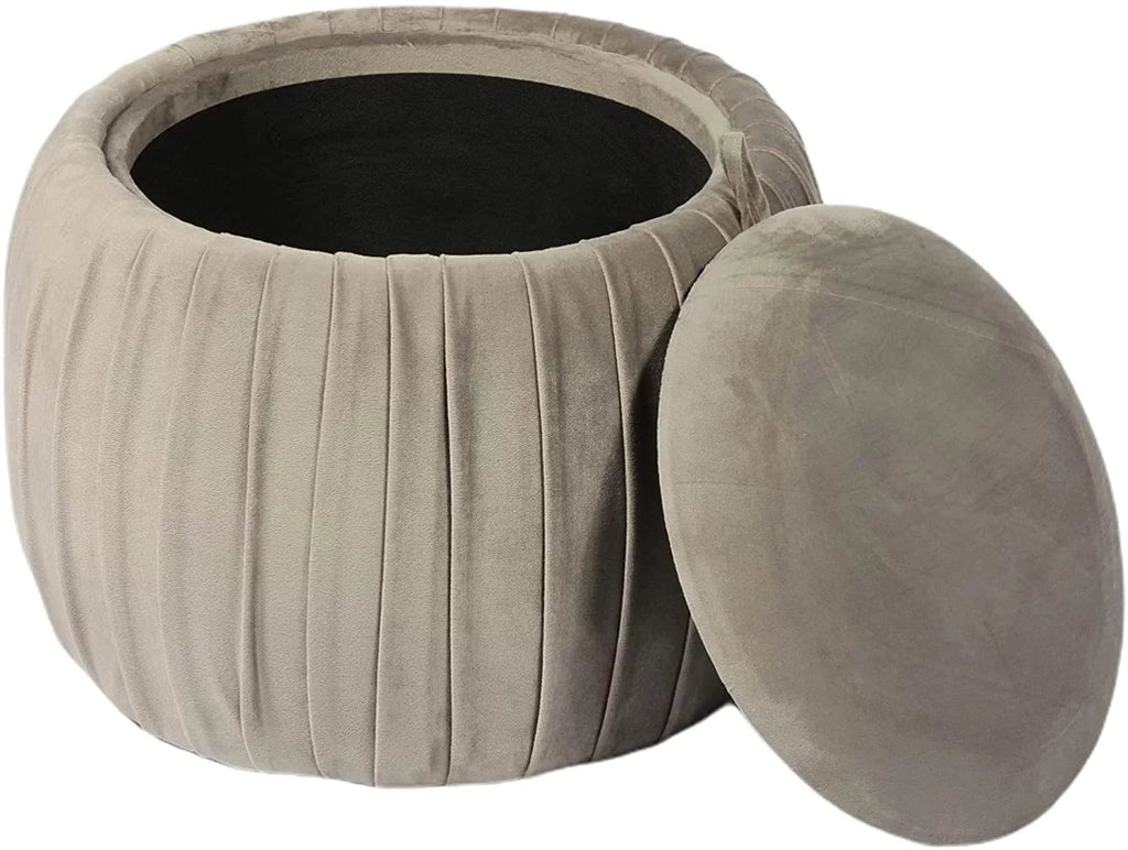 Grey Round Storage Ottoman Z9150
