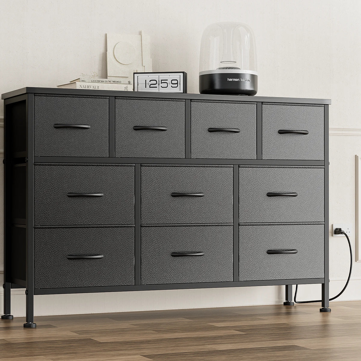 Brown 10 Drawer Fabric Dresser J85000