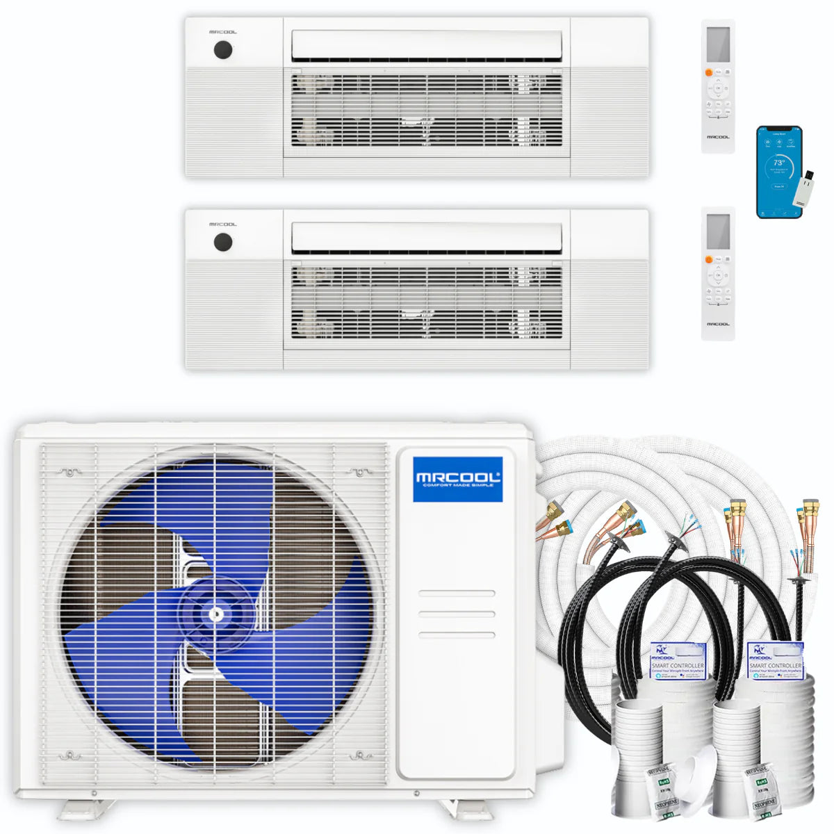27,000 BTU 2 Zone Ceiling Cassette Ductless Air Conditioner and Heat Pump H17845