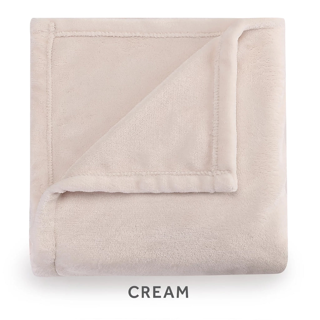 Cream Velvet Electric Heated Blanket Twin Size O970673