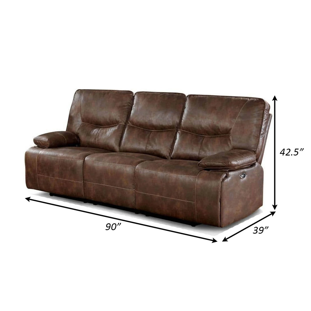 Brown Reclining Sofa with USB Port L280146