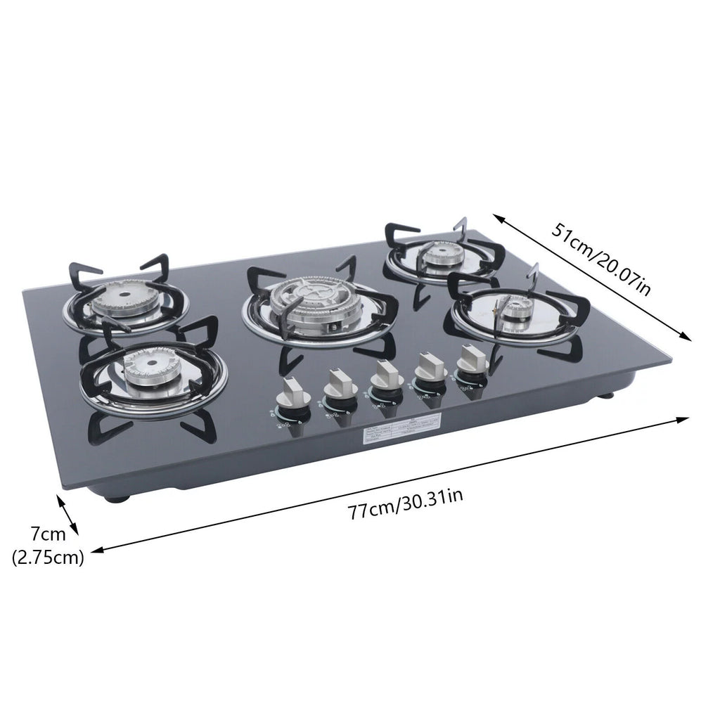 30 Built in Tempered Glass 5 Burners Gas Cooktop C8793
