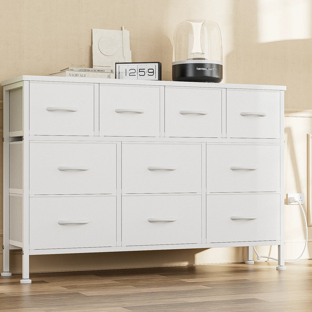 Brown 10 Drawer Fabric Dresser J85000