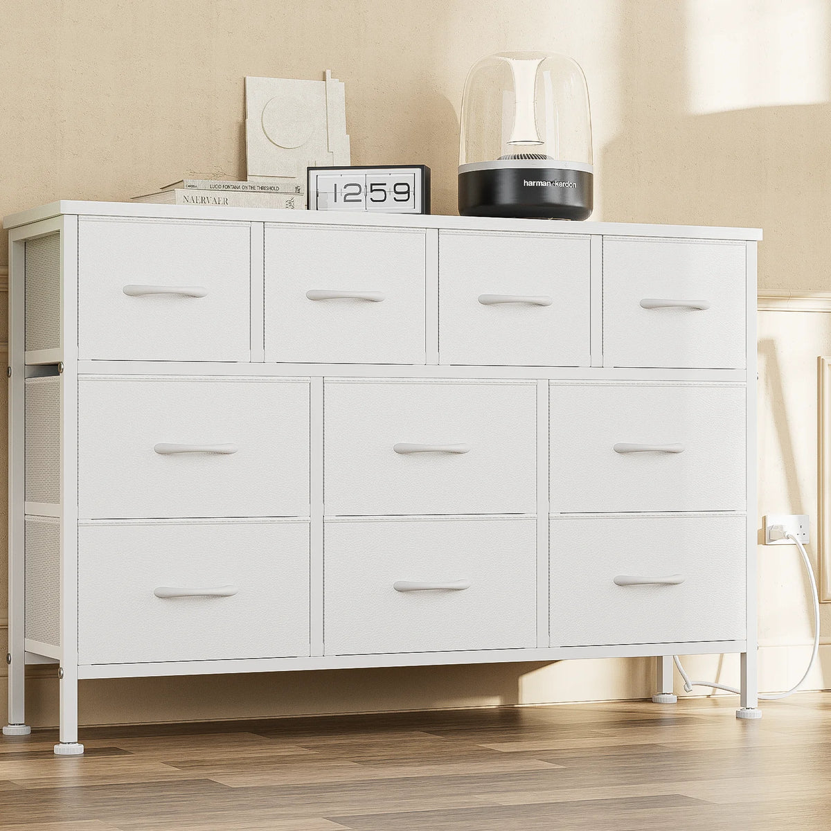 Brown 10 Drawer Fabric Dresser J85000