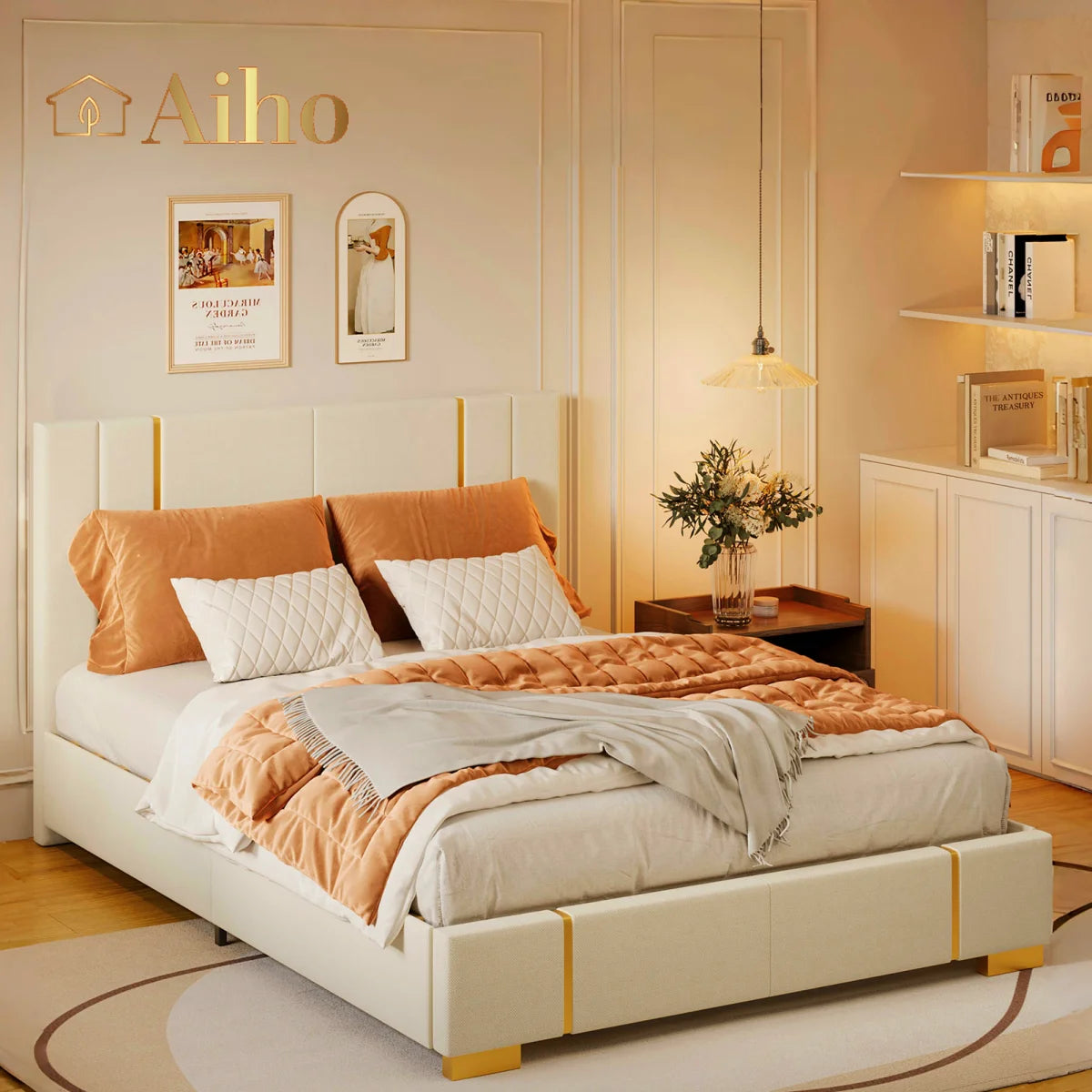 Queen Size Fabric Upholstered Bed Frame D3629