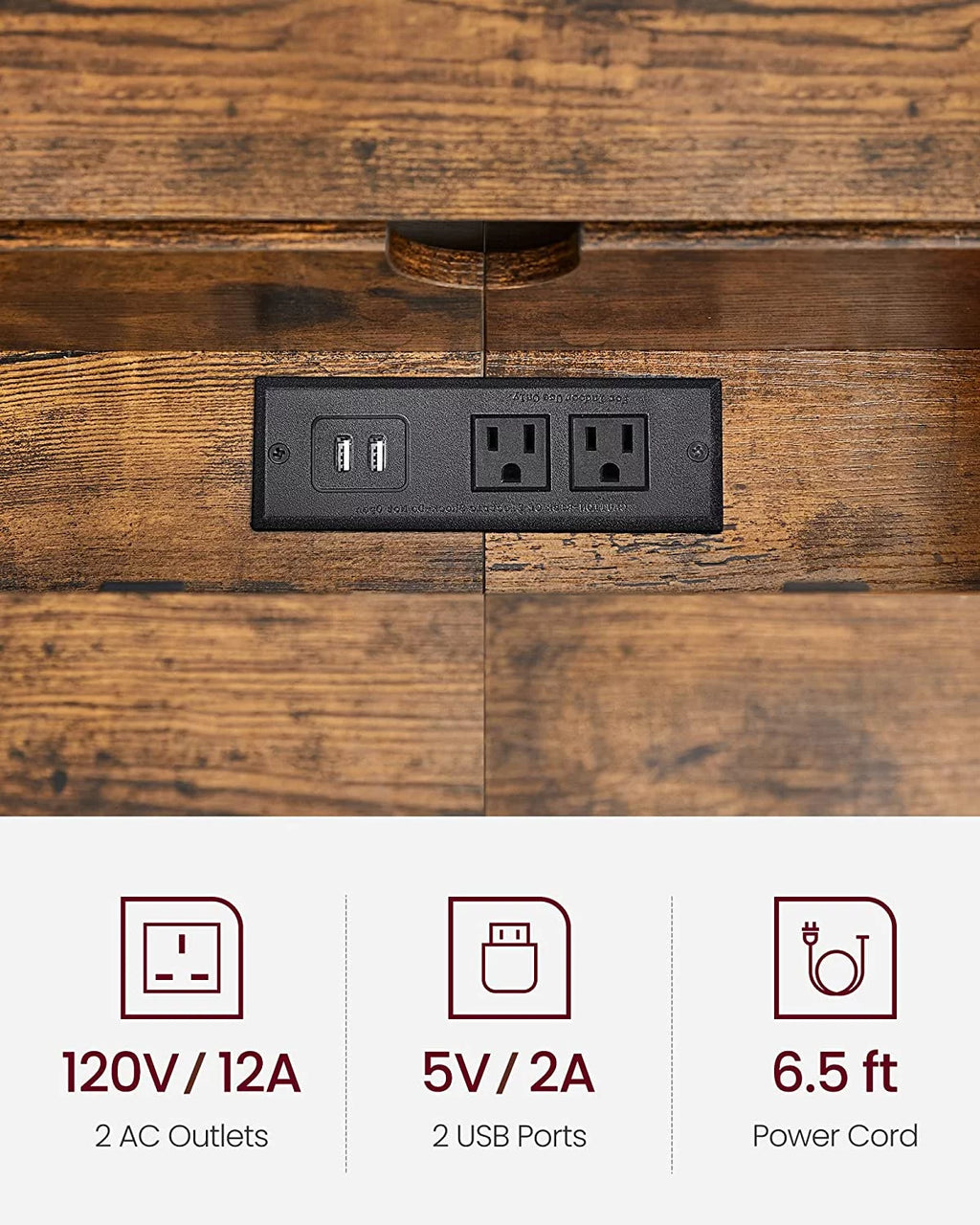 Narrow Console Table with 2 Outlet and 2 USB Ports O63400