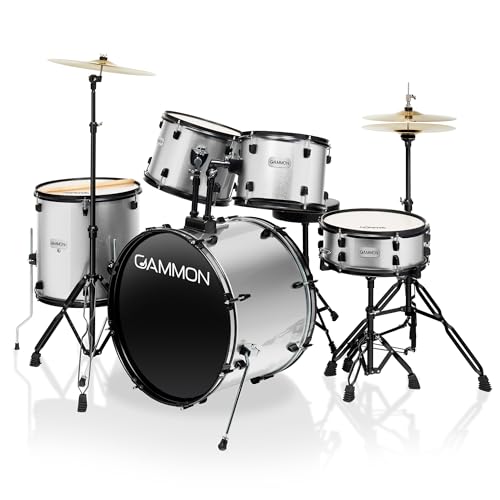 Blue 5-Piece Complete Drum Set with Cymbals, Stands, Stool, and Sticks H8772