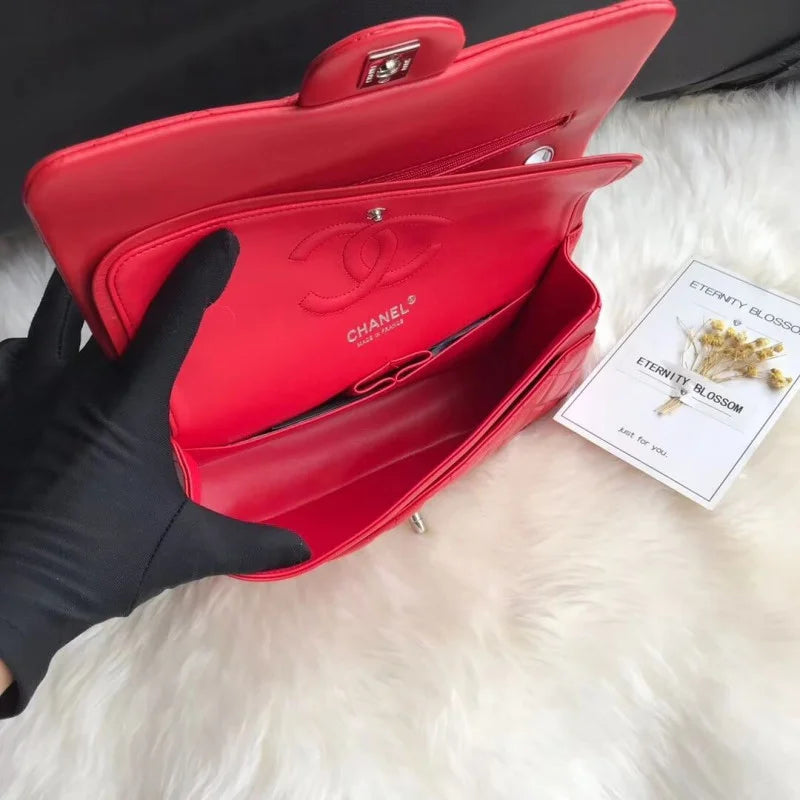 Red Medium Lambskin Leather Flap Bag U649280