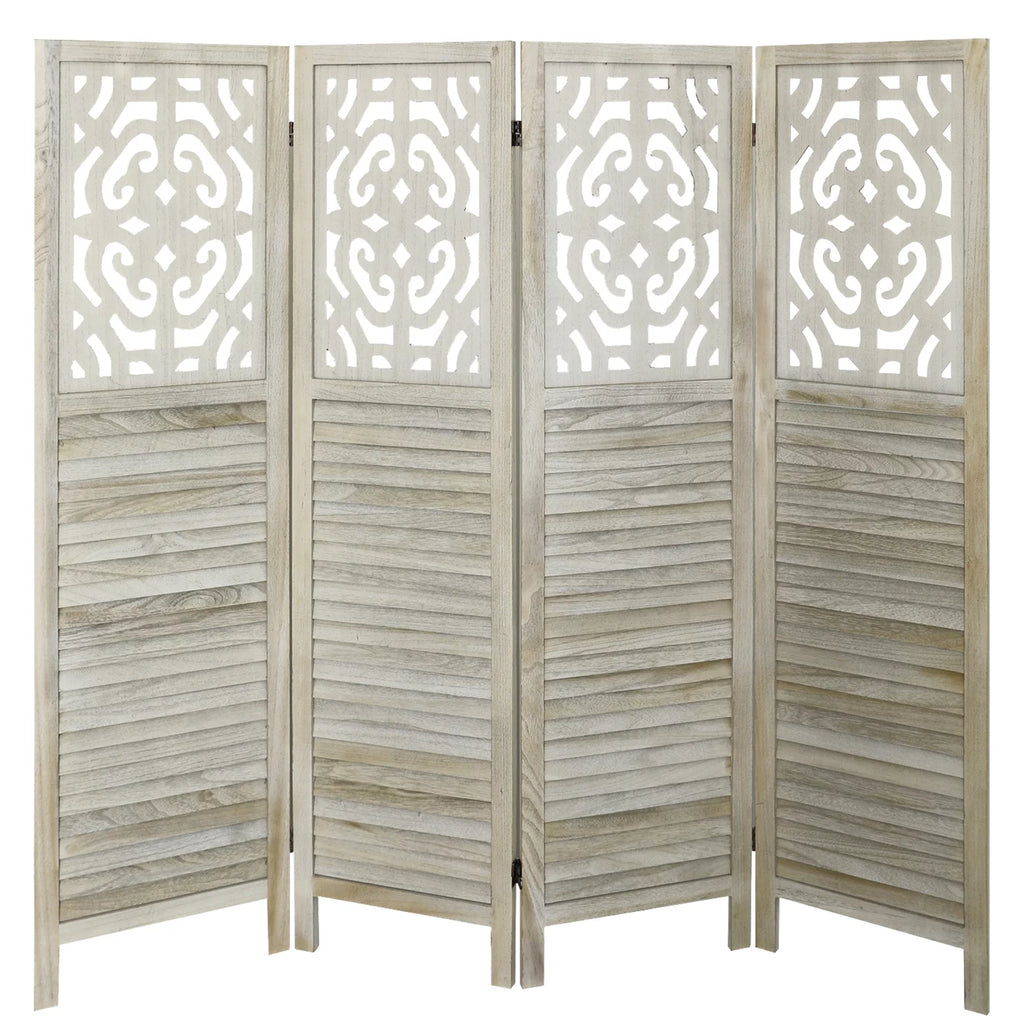 4 Panels Wood Carved Room Divider M837677