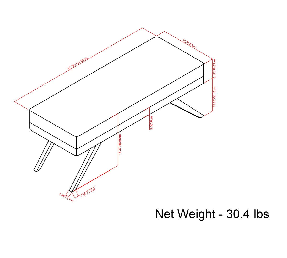 Ottoman Bench U3656