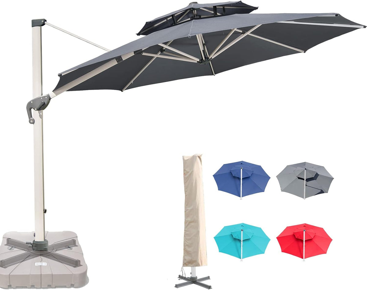 10 x 10 FT Square Cantilever Umbrella with Cross Base and Cover G6033