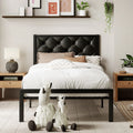 Queen Size Metal Platform Bed Frame with Headboard & Underbed Storage E279964