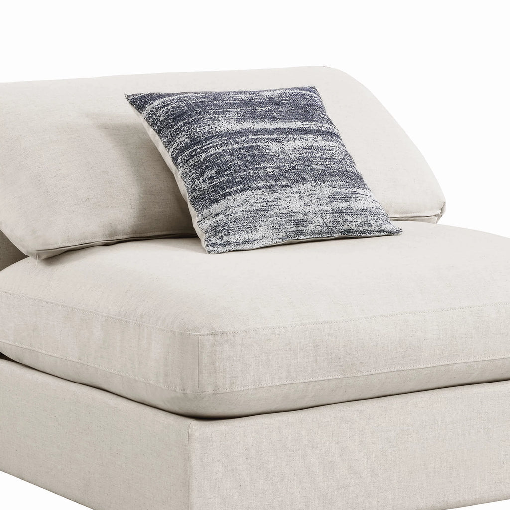 Beige Fabric Upholstered Wooden Armless Chair N62580