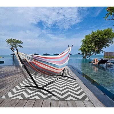 2 Person Double Hammock with 9 ft Steel Stand and Carrying Case N807392