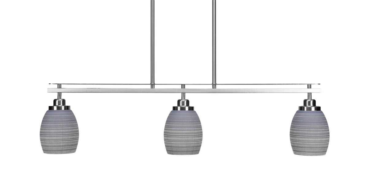 3 Island Light Brushed Nickel Gray Matrix Glass Y4215
