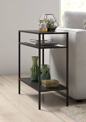 Blackened Bronze Side Table with Metal Shelves W373