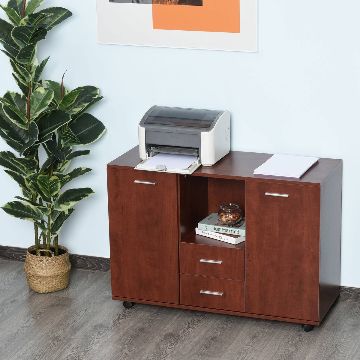 Printer Stand with Casters Mobile File Cabinet E76456