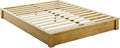 Solid Wood Platform Bed with Wooden Slats, Teak Finish, Full R29758