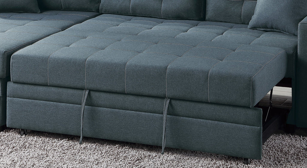 Blue Grey Convertible Sectional Sofa Chaise L708