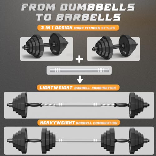 Adjustable Dumbbell Set with Solid Steel and Connector W6096