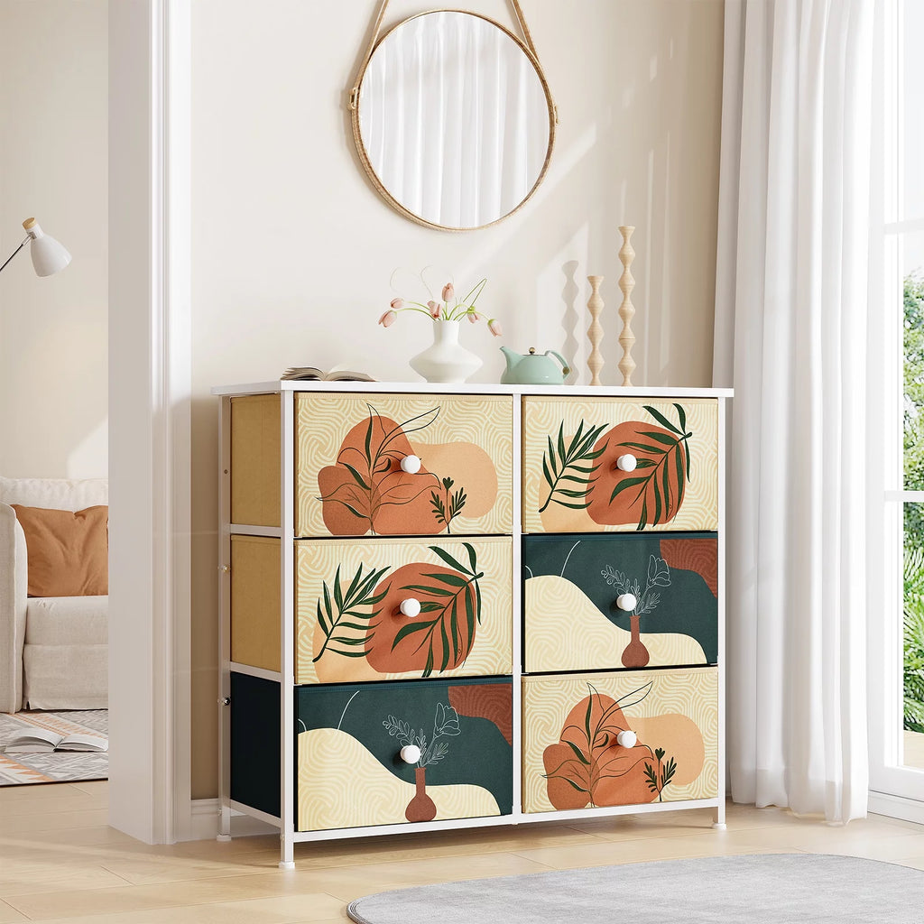 9 Drawer Dresser with Fabric Drawers & Wooden Top J605