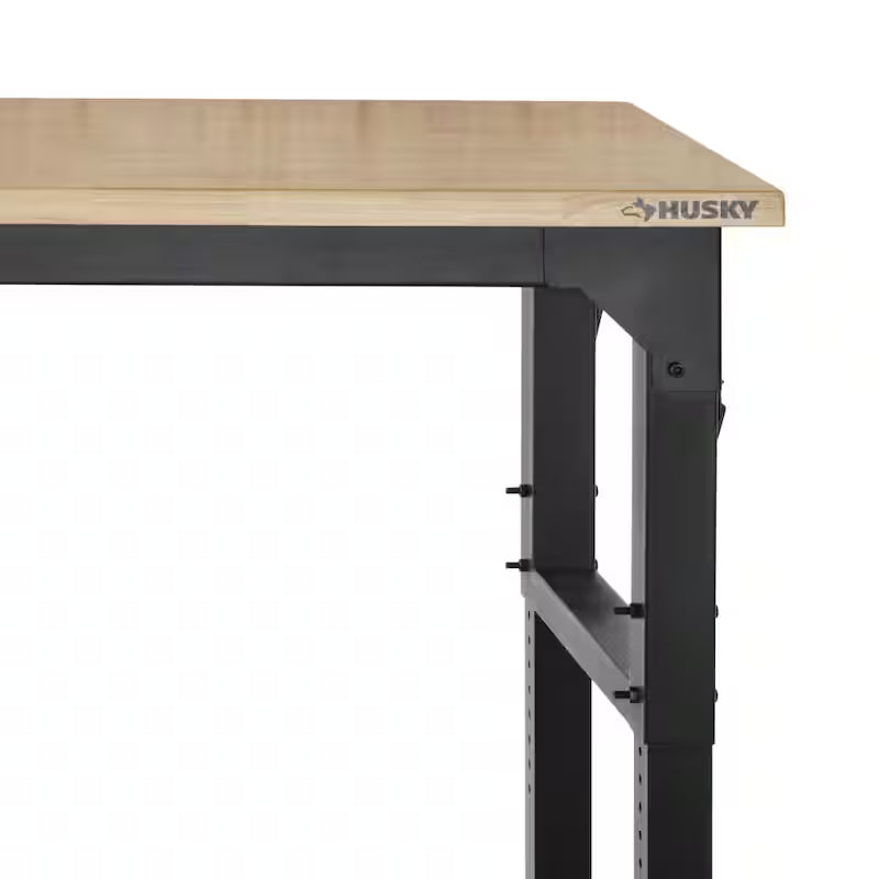Adjustable Height Solid Wood Top Workbench in Black W4608