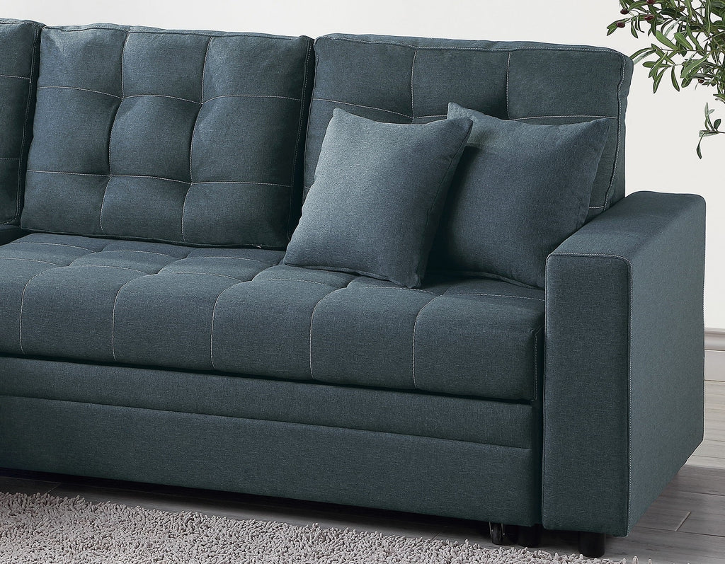 Blue Grey Convertible Sectional Sofa Chaise L708