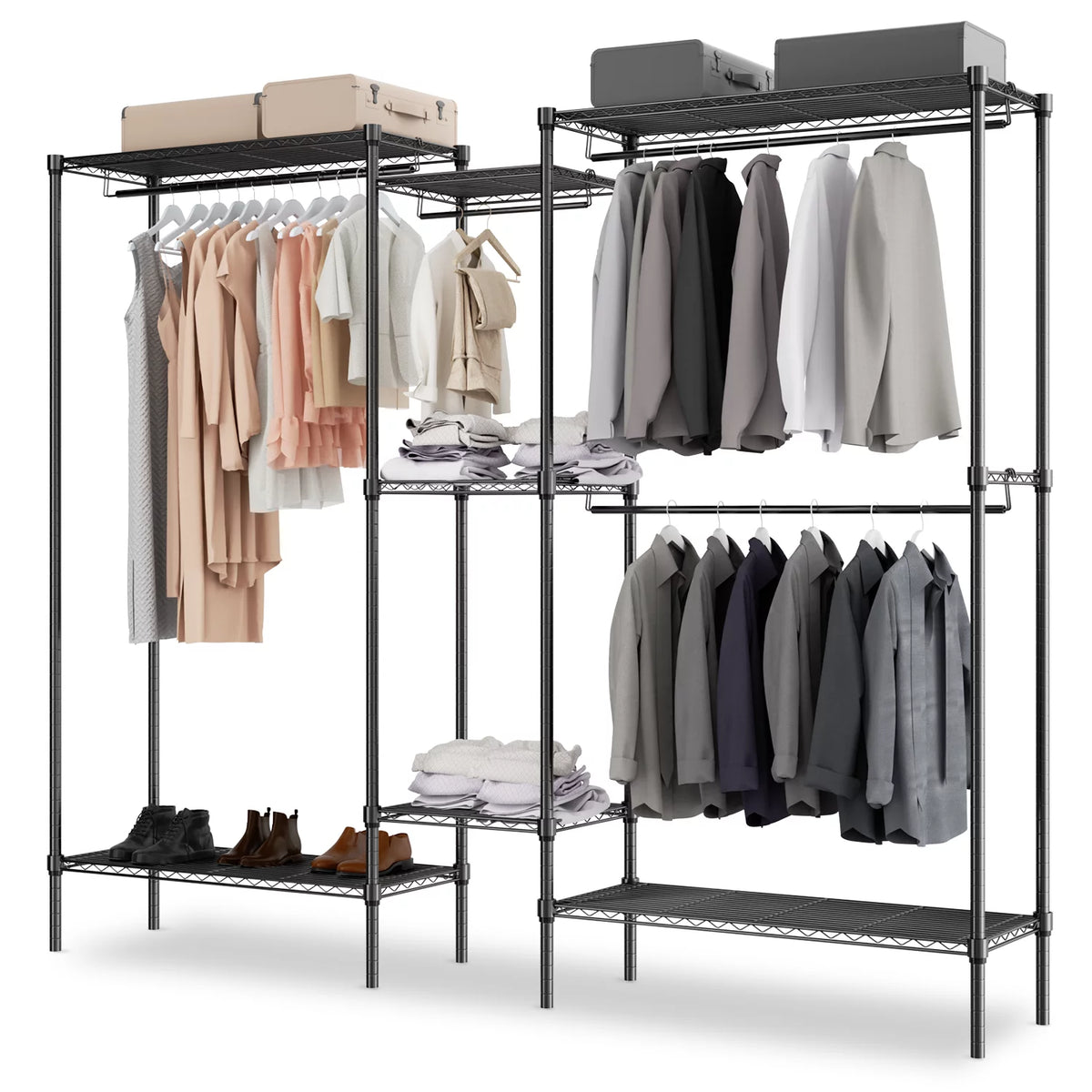 Heavy Duty Black Wire Garment Rack with Adjustable Shelves E3592