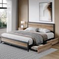 King 4 Drawer Gray Metal Platform Bed with Headboard A50486