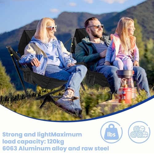 Black Gray Swivel Reclining Camping Chair W66651