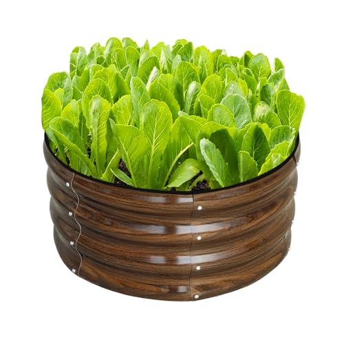 3 Pcs 2x2x1ft Round Galvanized Metal Raised Garden Bed J192974