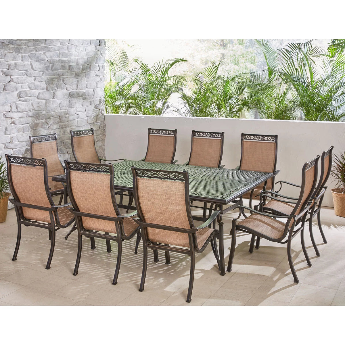 11-Piece Dining Set with 10 Sling Chairs and 60" x 84" Dining Table B826